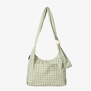 Green Gingham - Large Slouchy Shoulder Bag