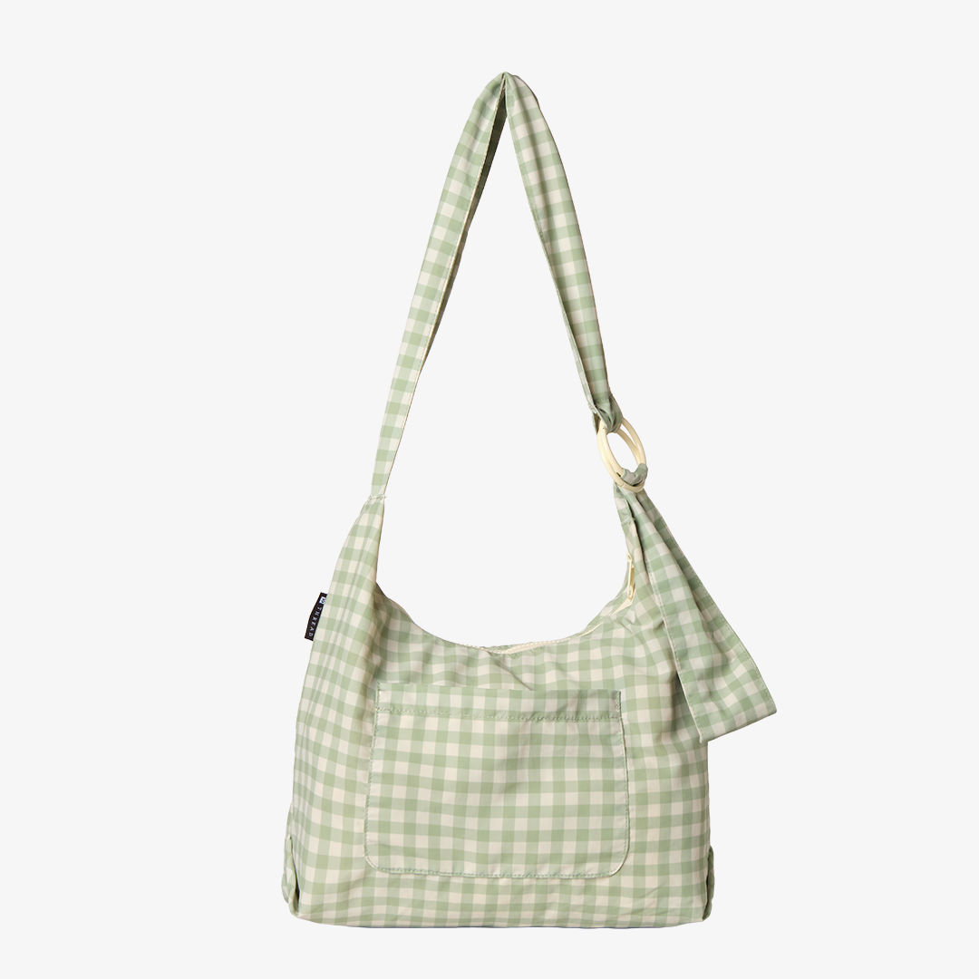 Green Gingham - Large Slouchy Shoulder Bag