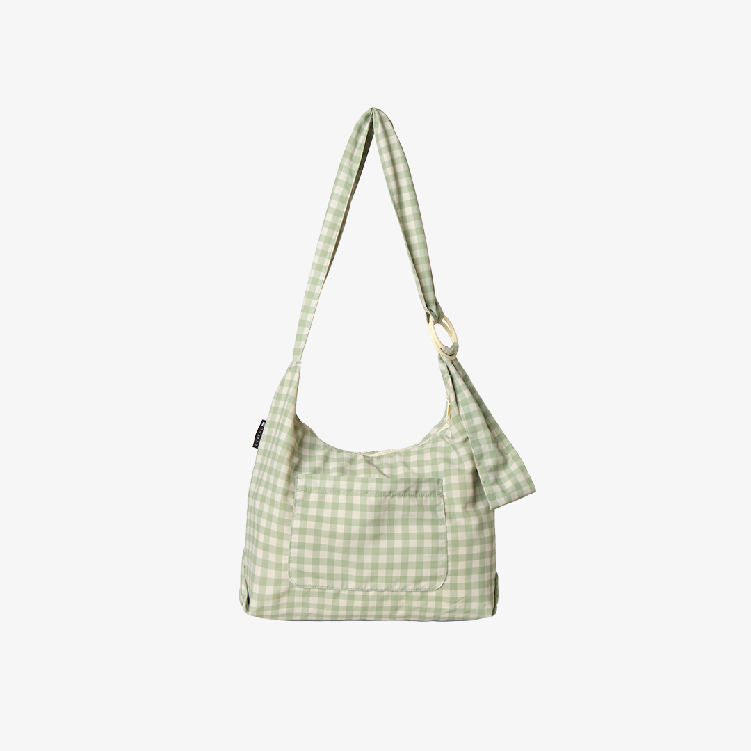 Green Gingham - Small Slouchy Shoulder Bag