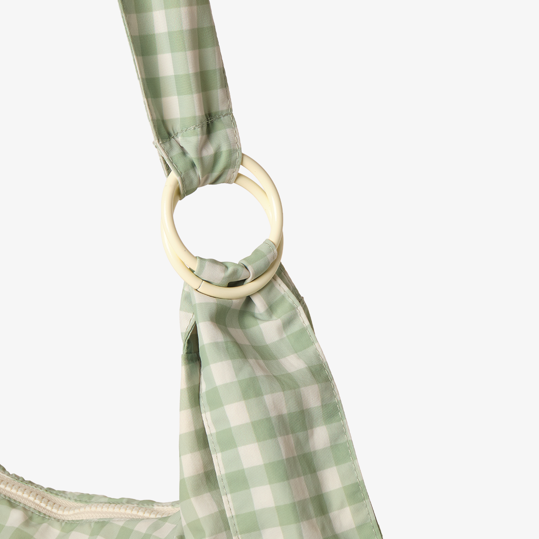 Green Gingham - Large Slouchy Shoulder Bag - Image 4