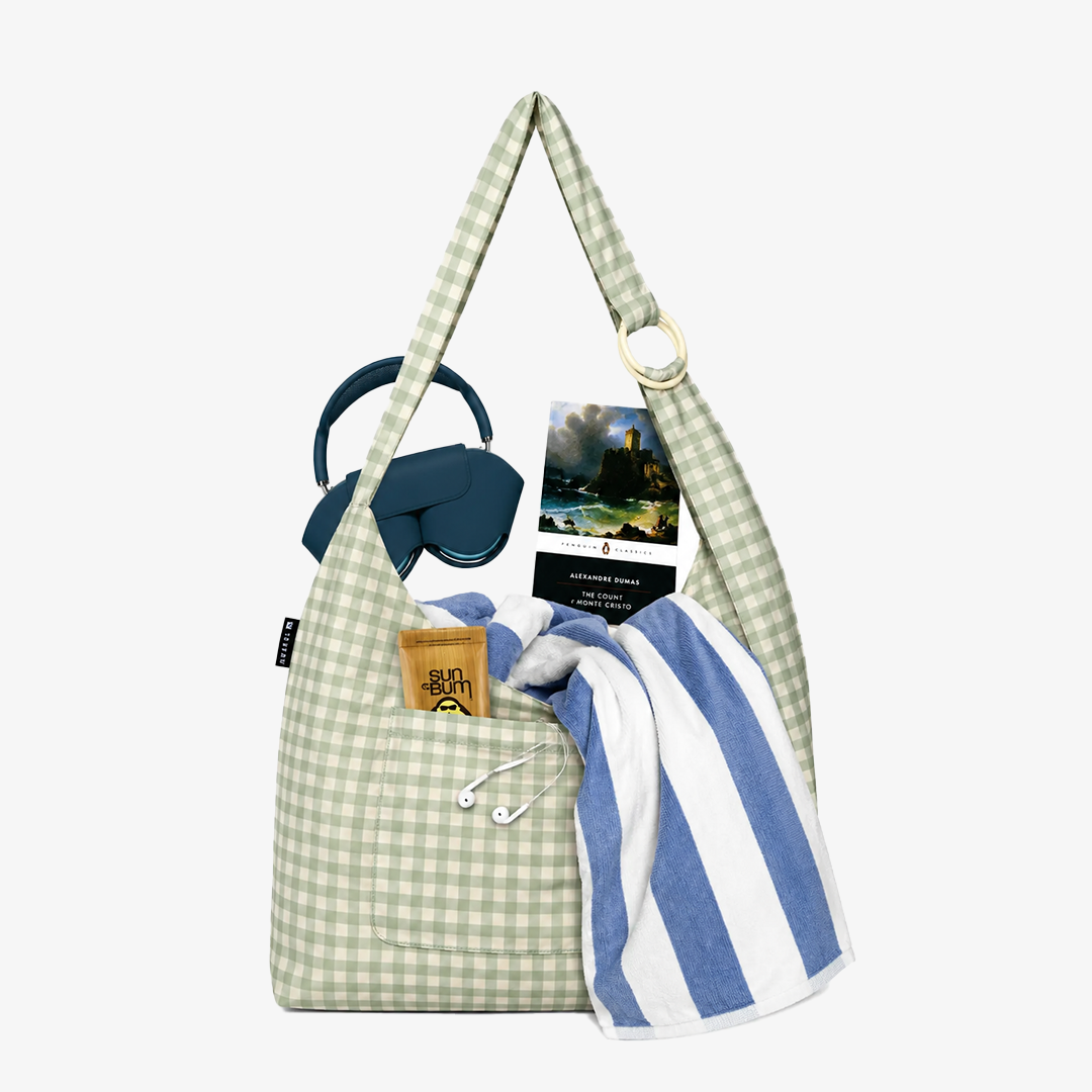 Green Gingham - Large Slouchy Shoulder Bag - Image 2