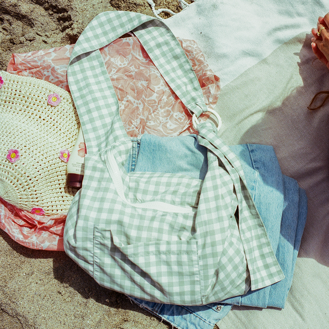 Green Gingham - Small Slouchy Shoulder Bag - Image 7