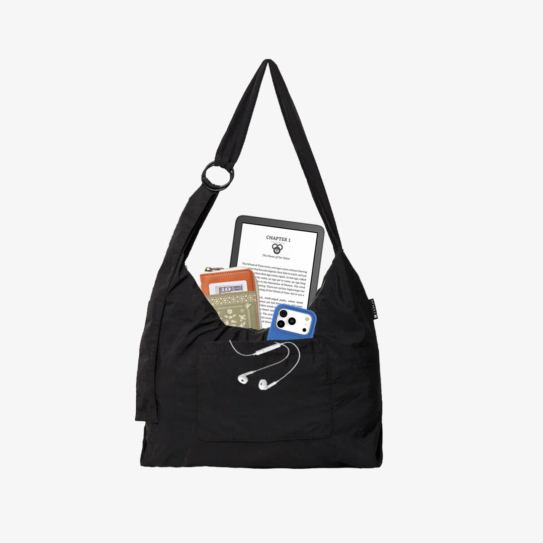 Black - Small Slouchy Shoulder Bag - Image 2